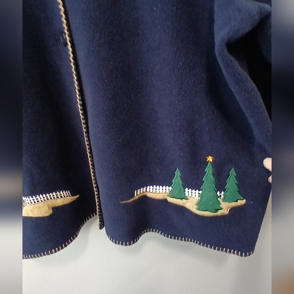 Croft & Barrow Nautical Christmas Fleece Sweater Womens Large Coastal Grannycore - Picture 4 of 7